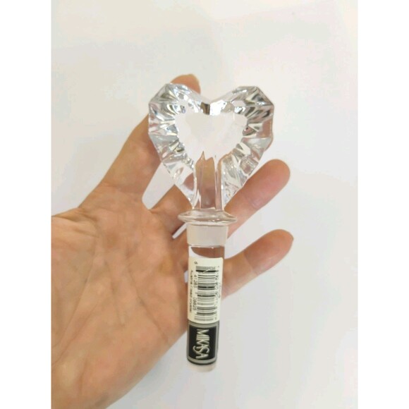 Mikasa Lead Crystal Venus Heart Faceted Clear Glass Wine Bottle Stopper - Picture 3 of 14